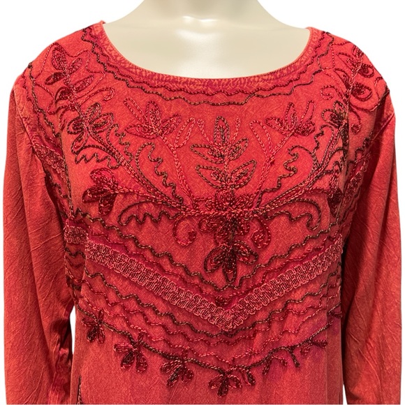 90s Ananda’s Collection Rayon Embroidered Dress XL - Picture 2 of 10